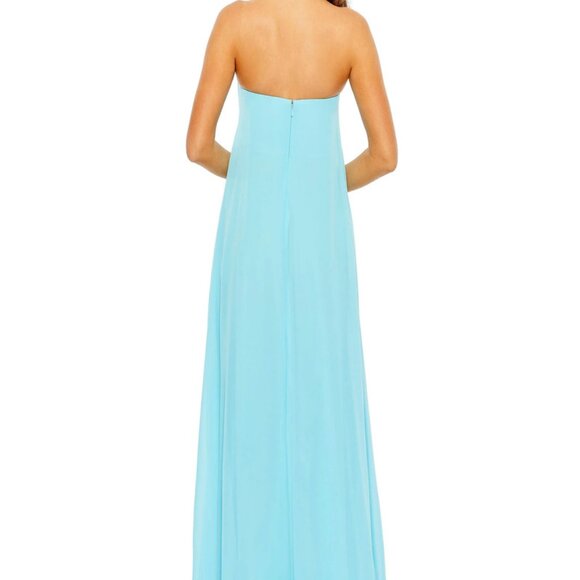 ISO - Mac Duggal - Strapless Flare Feather Hem Gown - Picture 2 of 2